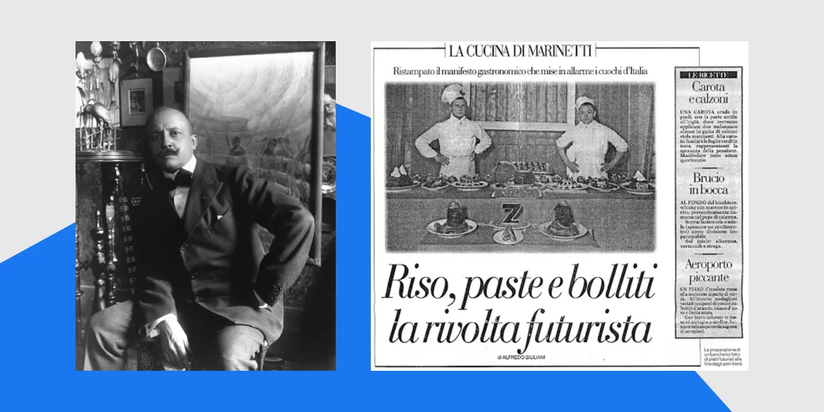 Томмазо Марінетті та стаття про футуристичну кухню в газеті «la Repubblica»