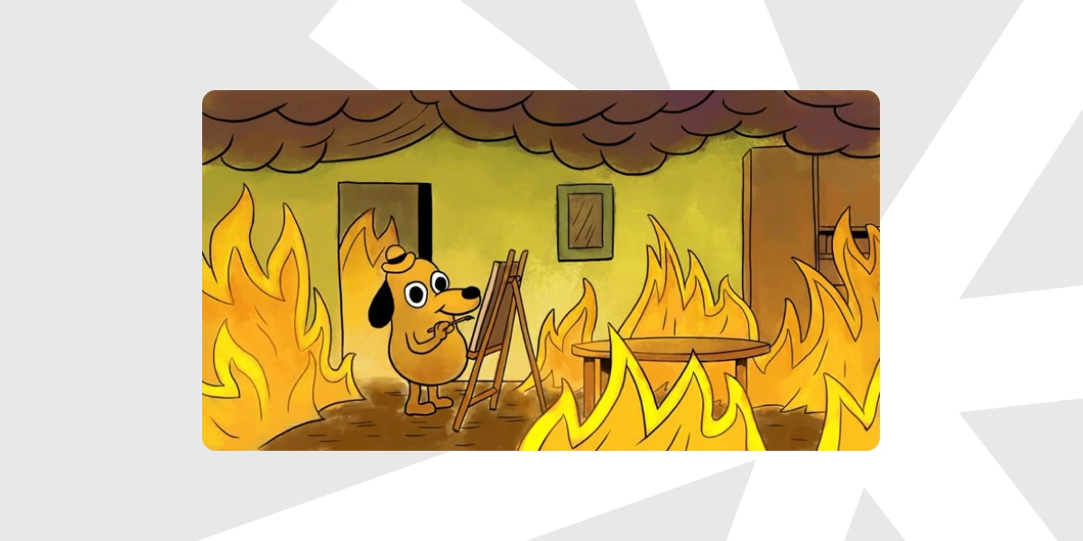 Одна з варіацій мему this is fine (з відкритих джерел)