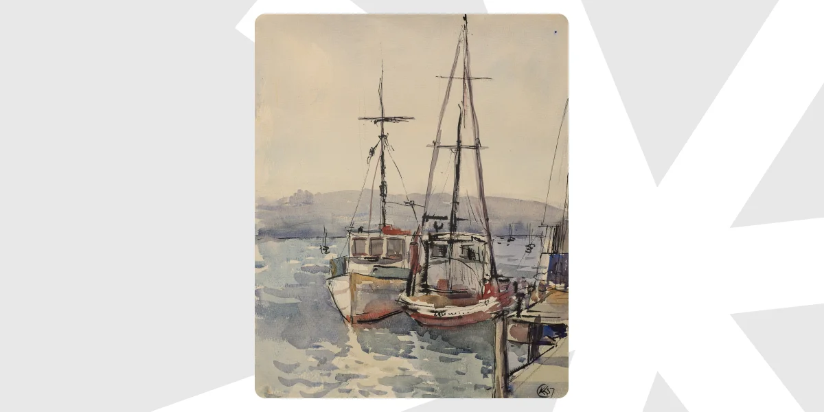 Катерина Кричевська-Росандіч. Затока Бодега. Каліфорнія. 1957. Папір, акварель. Музей української діаспори